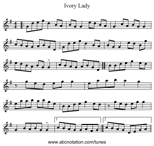 Ivory Lady - staff notation