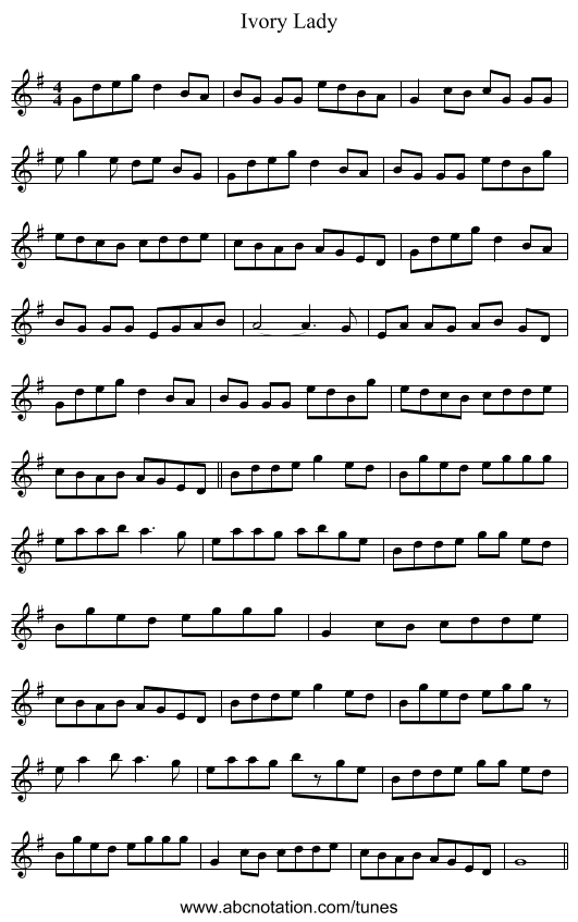 Ivory Lady - staff notation