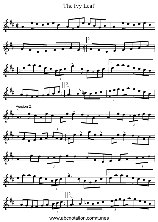 Ivy Leaf, The - staff notation