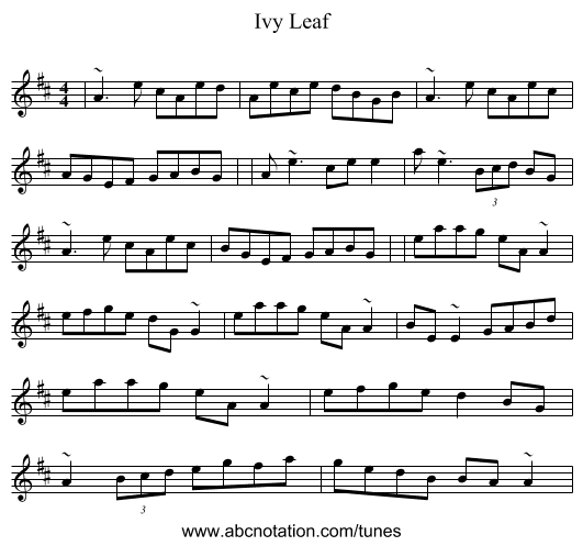 Ivy Leaf - staff notation