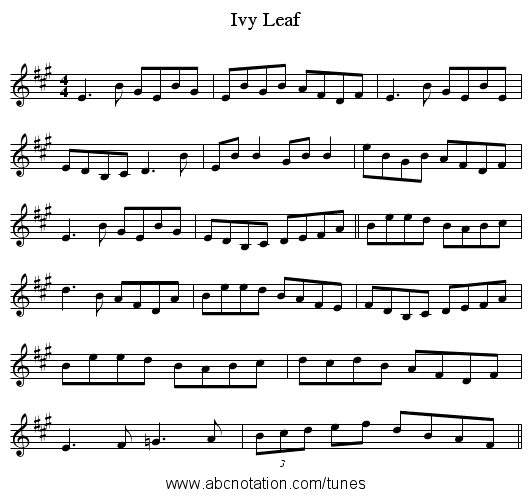 Ivy Leaf - staff notation