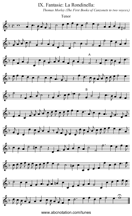 IX. Fantasie: La Rondinella: - staff notation