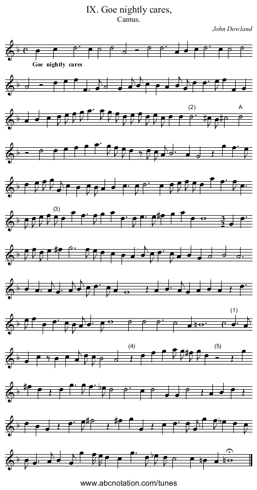 IX. Goe nightly cares, - staff notation