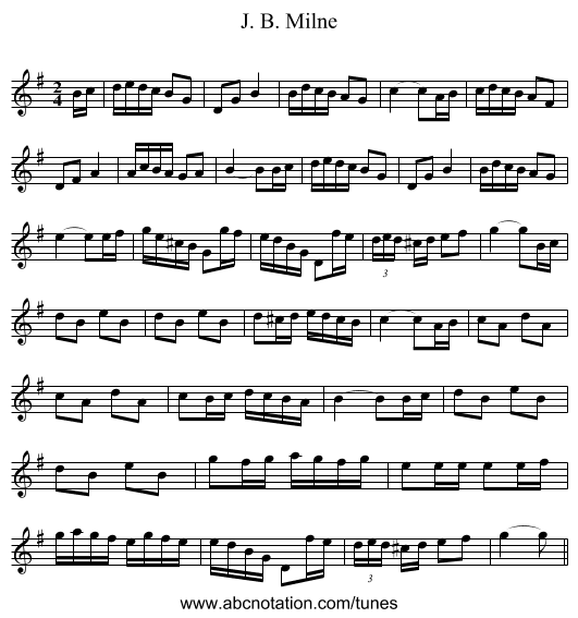 J. B. Milne - staff notation