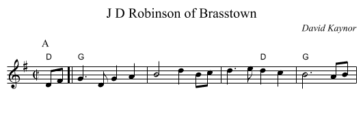 J D Robinson of Brasstown - staff notation