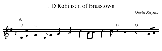 J D Robinson of Brasstown - staff notation