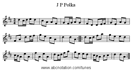 J P Polka - staff notation