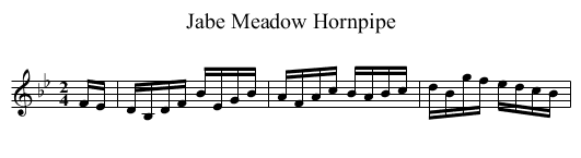 Jabe Meadow Hornpipe - staff notation