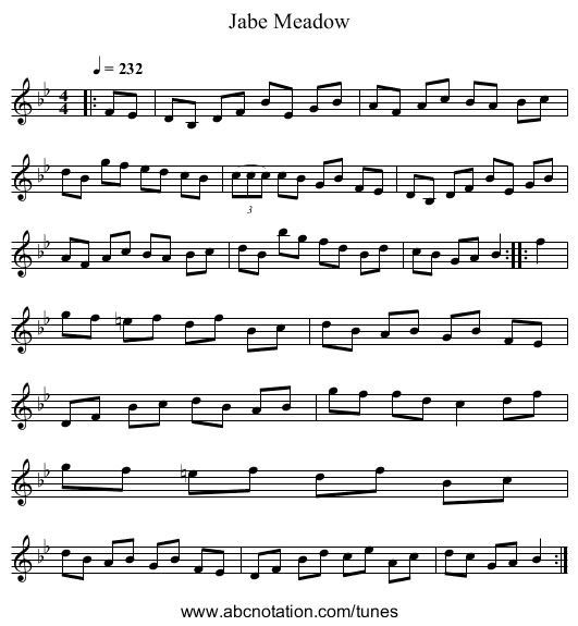 Jabe Meadow - staff notation