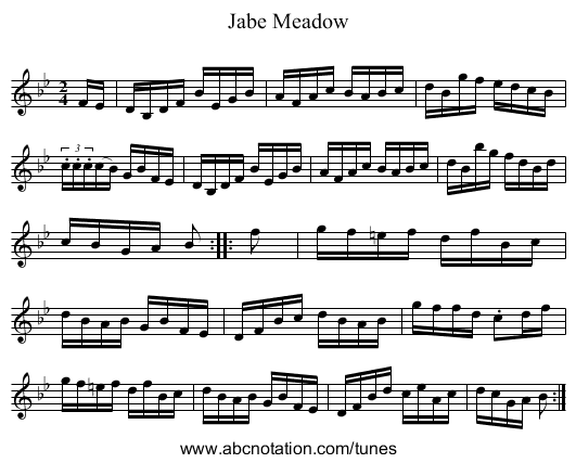 Jabe Meadow - staff notation