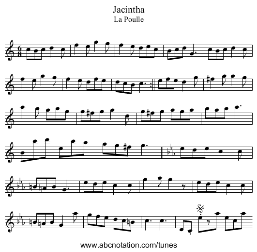 Jacintha - staff notation