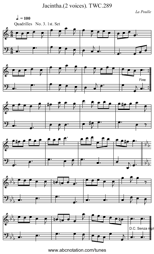 Jacintha.(2 voices). TWC.289 - staff notation