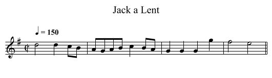 Jack a Lent - staff notation