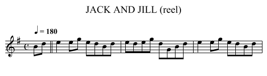 JACK AND JILL (reel) - staff notation