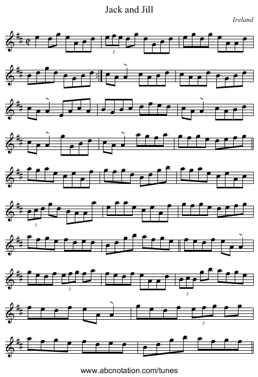 Jack and Jill - staff notation