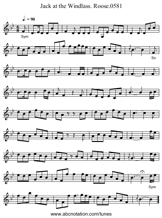 Jack at the Windlass. Roose.0581 - staff notation