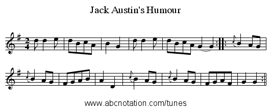 Jack Austin's Humour - staff notation