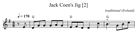 Jack Coen's Jig [2] - staff notation