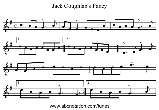 Jack Coughlan's Fancy - staff notation