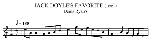 JACK DOYLE'S FAVORITE (reel) - staff notation