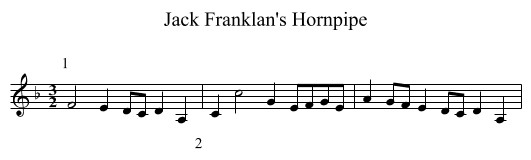 Jack Franklan's Hornpipe - staff notation