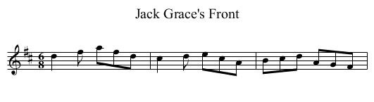 Jack Grace's Front - staff notation