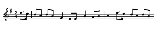 Jack Hall (transposed to G) - staff notation
