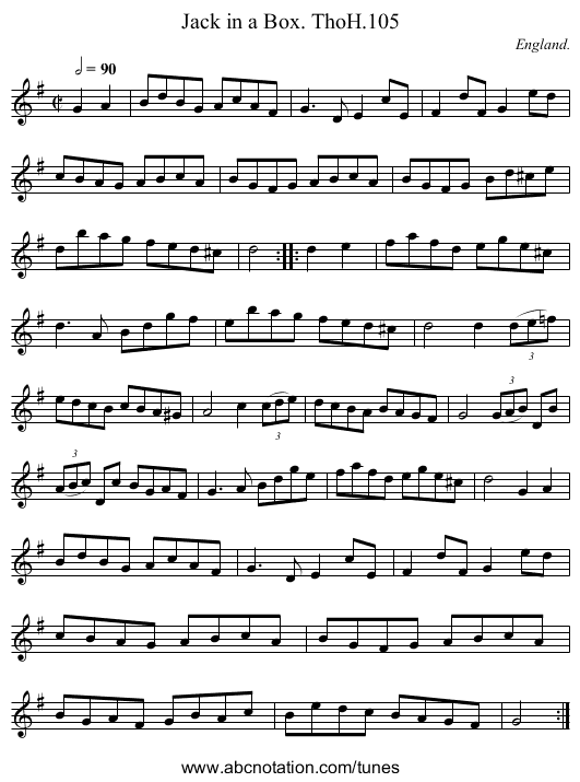 Jack in a Box. ThoH.105 - staff notation