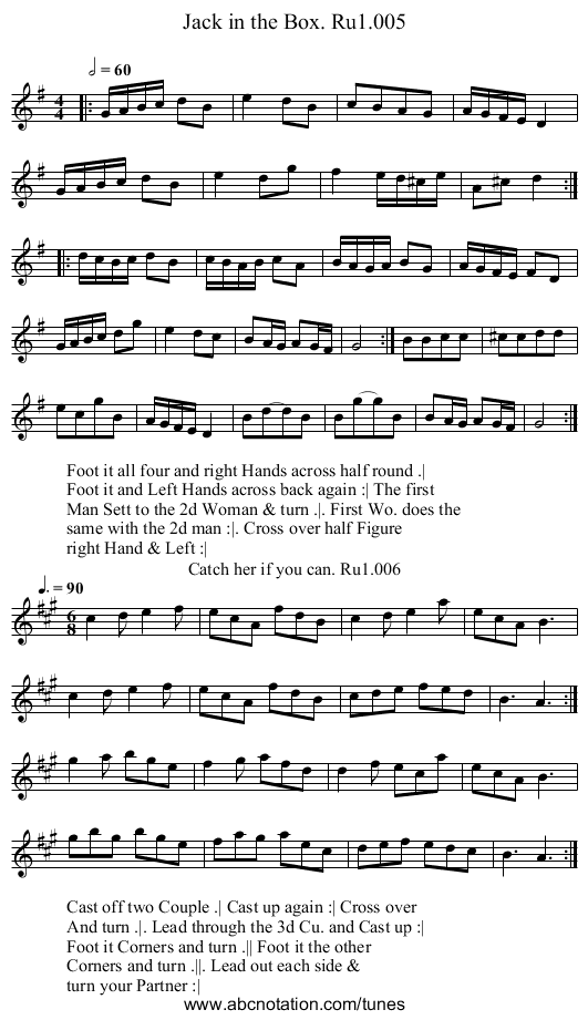 Jack in the Box. Ru1.005 - staff notation
