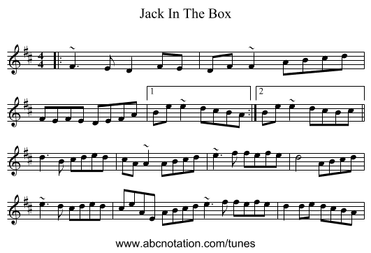Jack In The Box - staff notation
