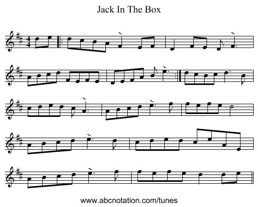 Jack In The Box - staff notation