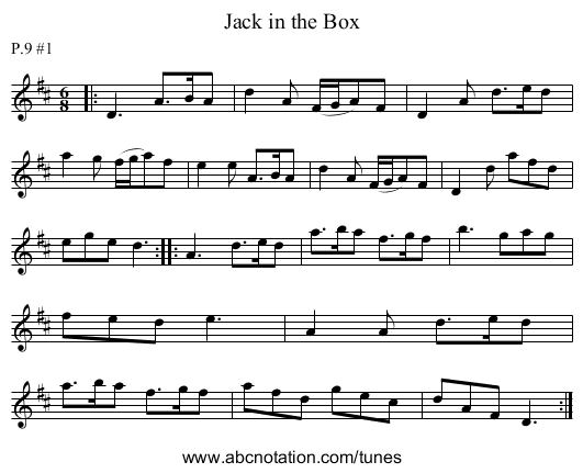 Jack in the Box - staff notation