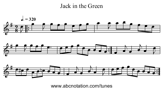 Jack in the Green - staff notation