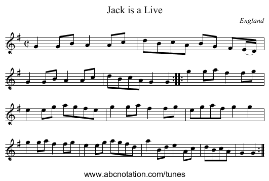 Jack is a Live - staff notation