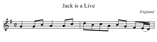 Jack is a Live - staff notation