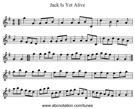 Jack Is Yet Alive - staff notation