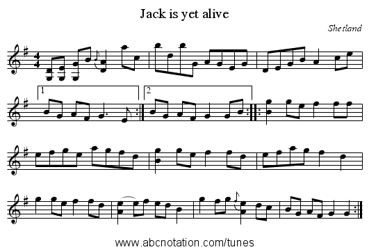 Jack is yet alive - staff notation