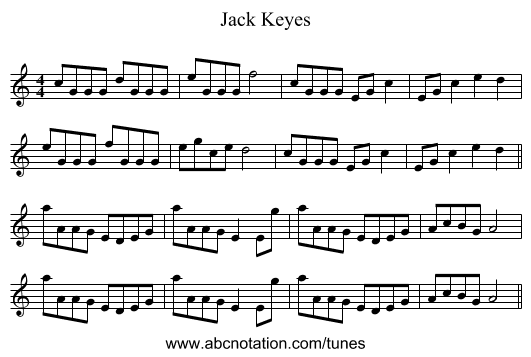 Jack Keyes - staff notation