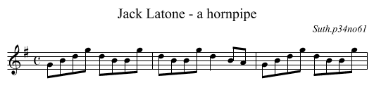Jack Latone - a hornpipe - staff notation