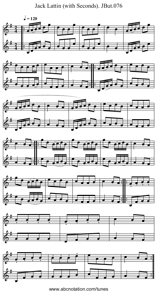 Jack Lattin (with Seconds). JBut.076 - staff notation