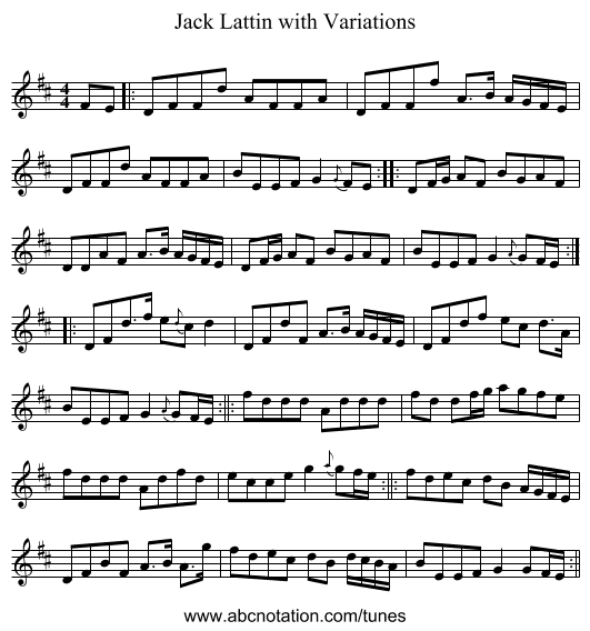 Jack Lattin with Variations - staff notation