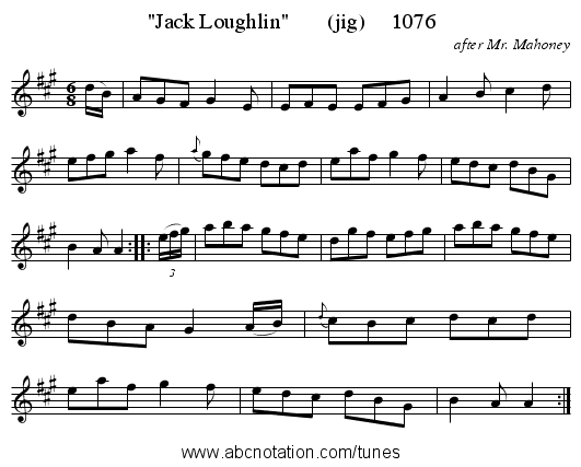 Jack Loughlin (jig) 1076 - staff notation