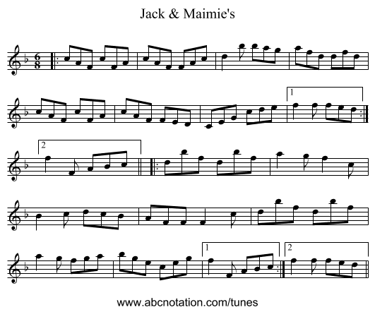 Jack & Maimie's - staff notation