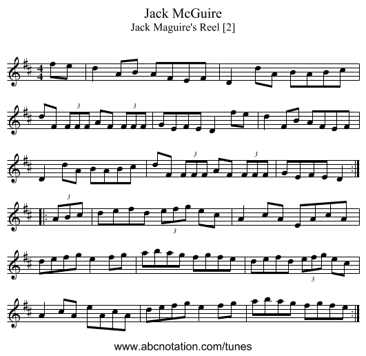 Jack McGuire - staff notation