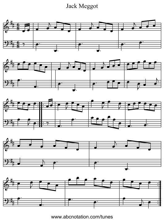 Jack Meggot - staff notation