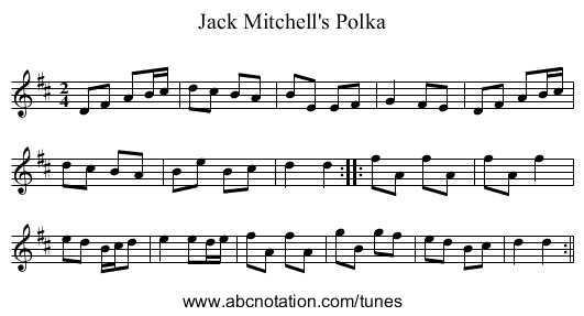 Jack Mitchell's Polka - staff notation