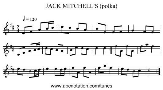 JACK MITCHELL'S (polka) - staff notation