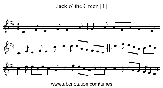 Jack o' the Green [1] - staff notation