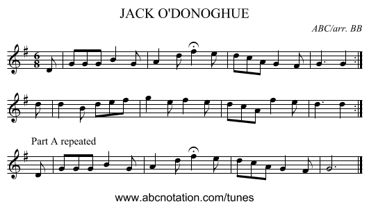 JACK O'DONOGHUE - staff notation