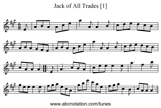 Jack of All Trades [1] - staff notation